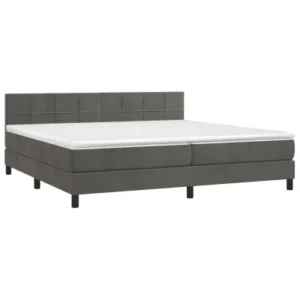 Cama com molasemcolchão 200x200 cm veludo cinzento-escuro para Adolescentes