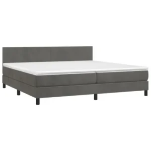 Cama com molasemcolchão 200x200 cm veludo cinzento-escuro - 300 Fios
