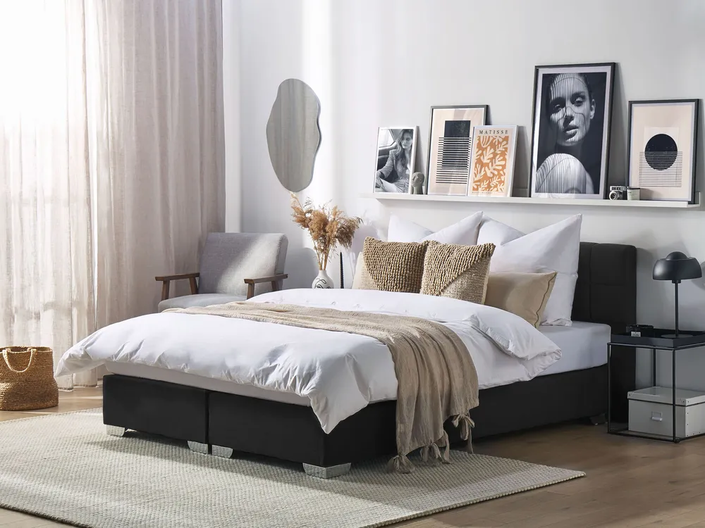 Fabric EU King Size Divan Bed Carvão ADMIRAL