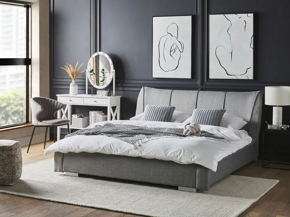 Fabric EU King Size Waterbed Grey NANTES compatible Cama Queen Size