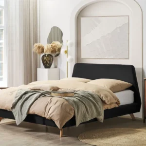 Veludo macio EU King Size Bed Black VIENNE