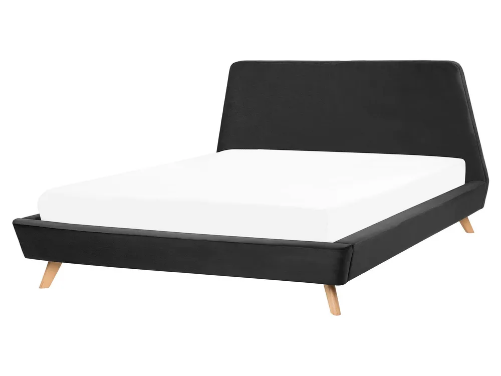 Veludo macio EU King Size Bed Black VIENNE