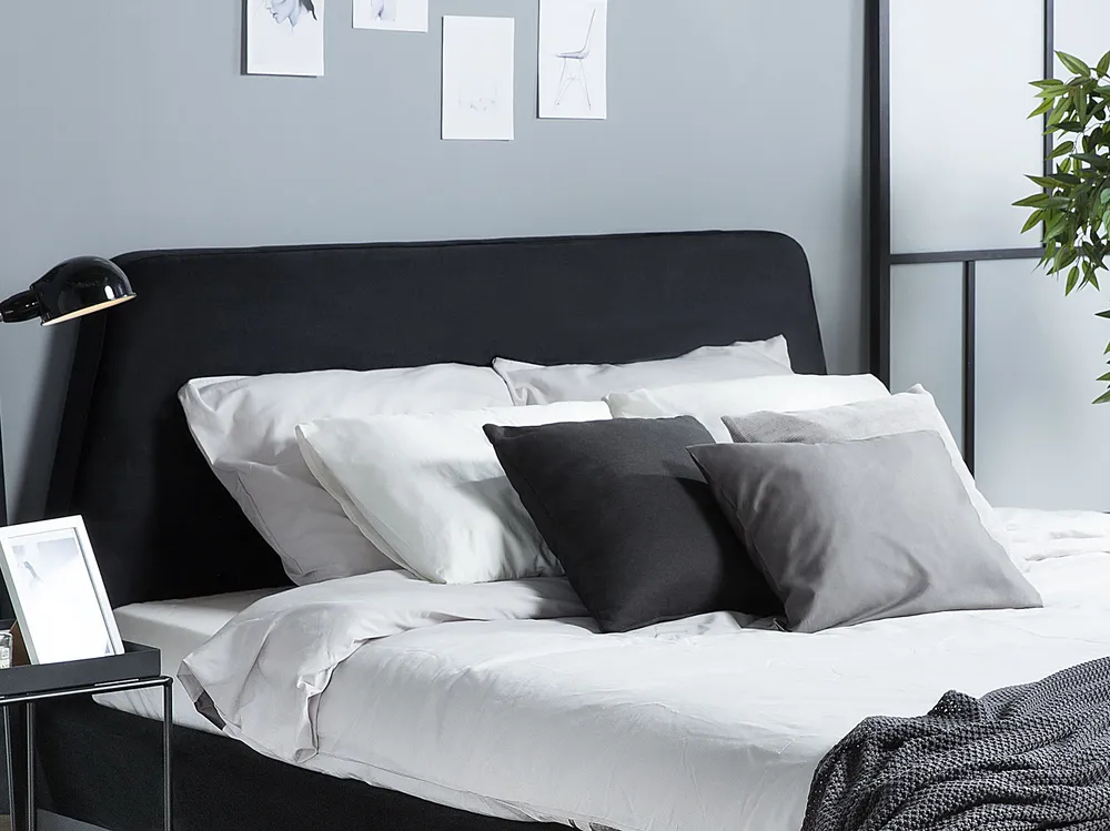 Veludo macio EU King Size Bed Black VIENNE
