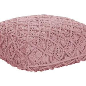 Almofada de chão em algodão macramé rosa 50 x 50 x 20 cm BERRECHID
