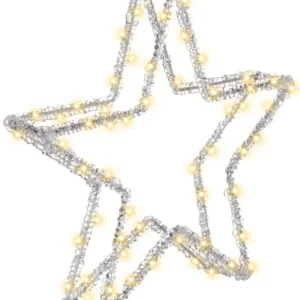 Enfeite de Vidro Soprado Decoração LED estrela branco 31 cm SIMO