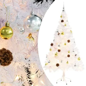 Árvore de Natal artificial com enfeites e luzes LED 150cm branco Embalagem Individual
