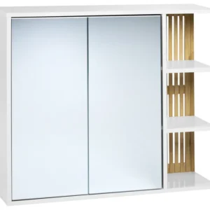 Armário de casa de banho castanho visível e branco 70 x 80 cm NUBES
