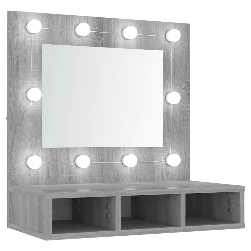 Armário espelhado com LED 60x31,5x62 cm sonoma cinza em ço Inoxidável