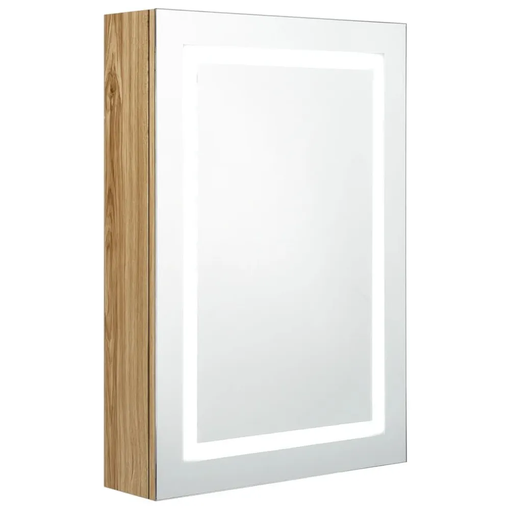 Armário espelhado para casa de banho LED 50x13x70 cm carvalho para Organização