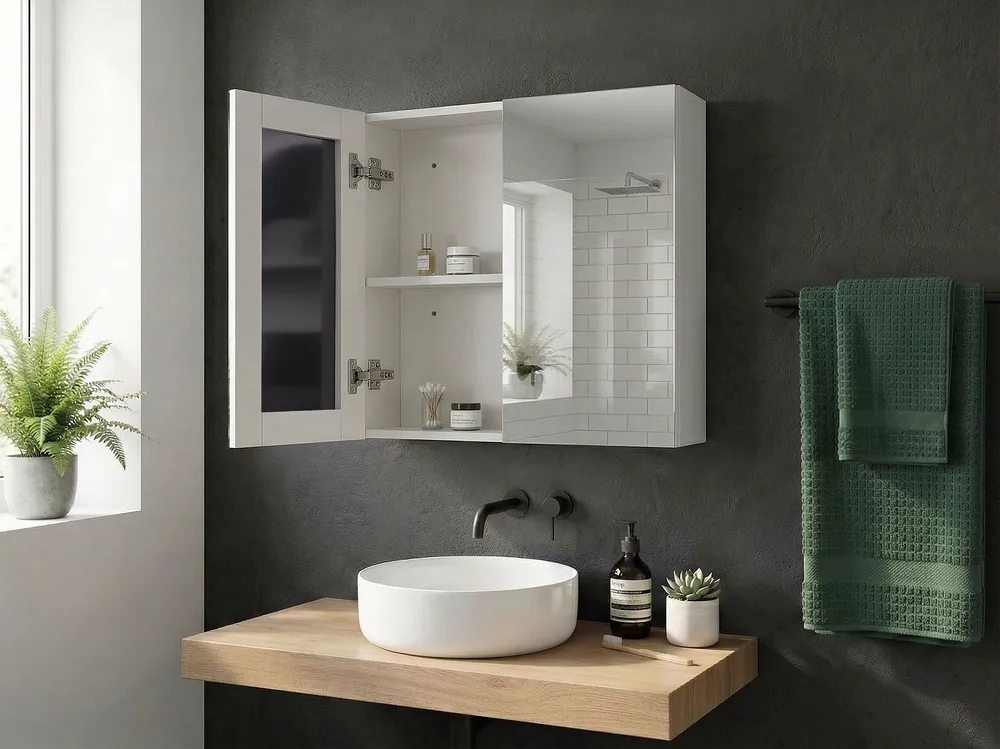 Bathroom Wall Mounted Mirror Cabinet 60 x 60 cm Alvo NAVARRA