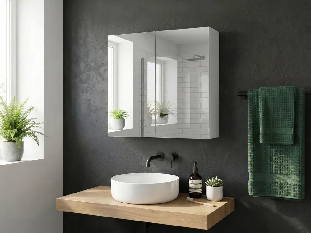 Bathroom Wall Mounted Mirror Cabinet 60 x 60 cm Alvo NAVARRA