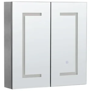 Bathroom Wall Mounted Mirror Cabinet LED 60 x 60 cm Negro MAZARREDO