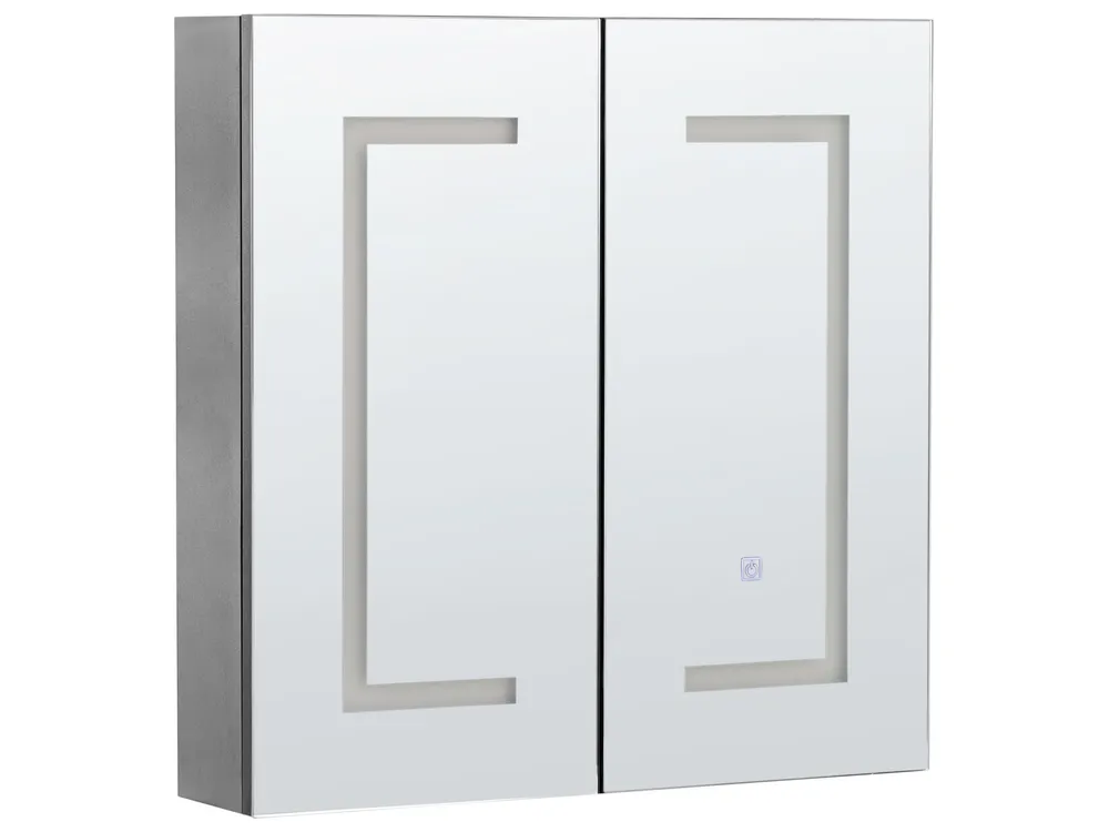 Bathroom Wall Mounted Mirror Cabinet LED 60 x 60 cm Negro MAZARREDO