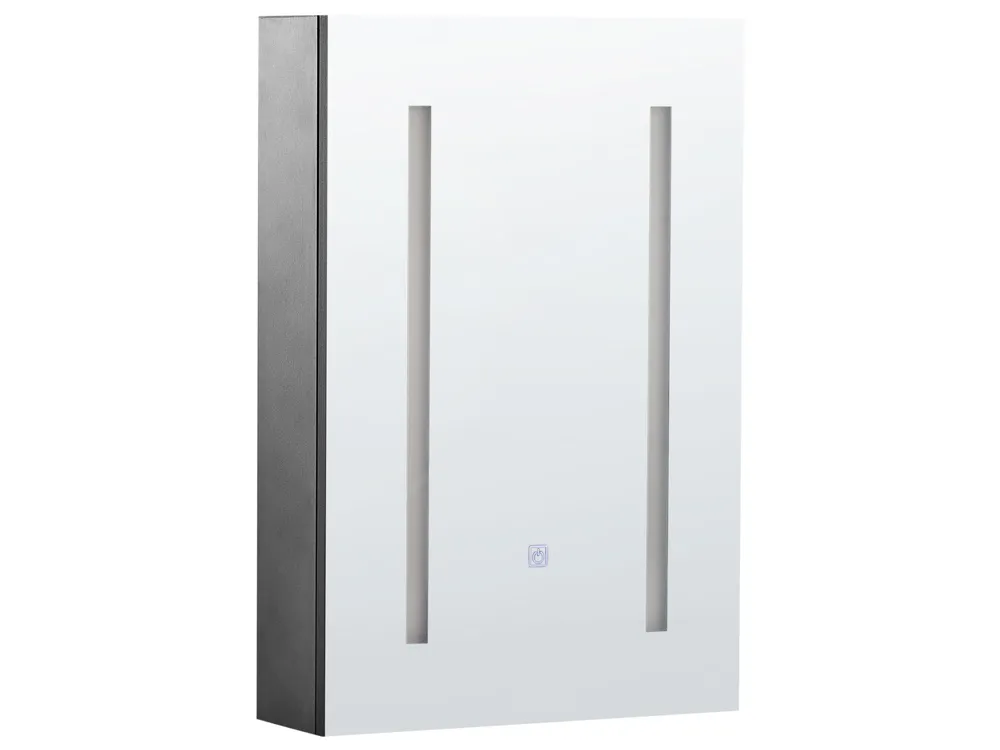 Bathroom Wall Mounted Mirror Cabinet LED 40 x 60 cm Preto CAMERON