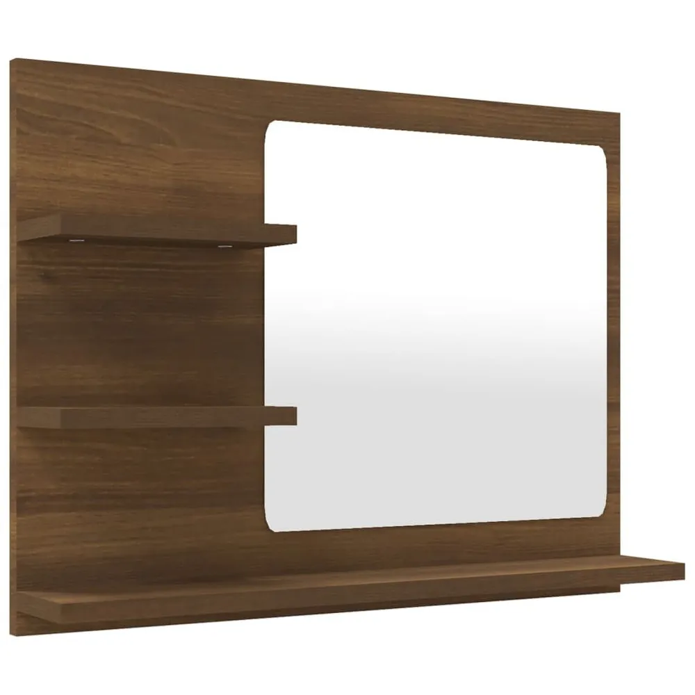 Espelho WC 60x10,5x45 cm derivados de madeira carvalho castanho (Montagem Fácil)