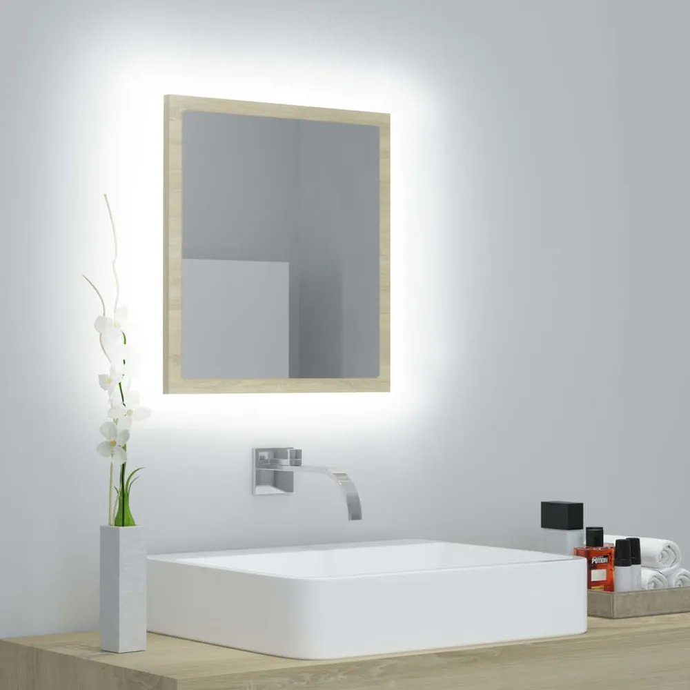 Espelho casa banho com LED 40x8,5x37 cm acrílico carvalho sonoma para Presente de Aniversário