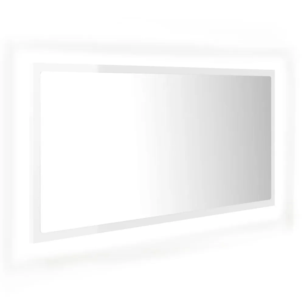 Espelho casa banho com LED 90x8,5x37cm acrílico branco reluzente