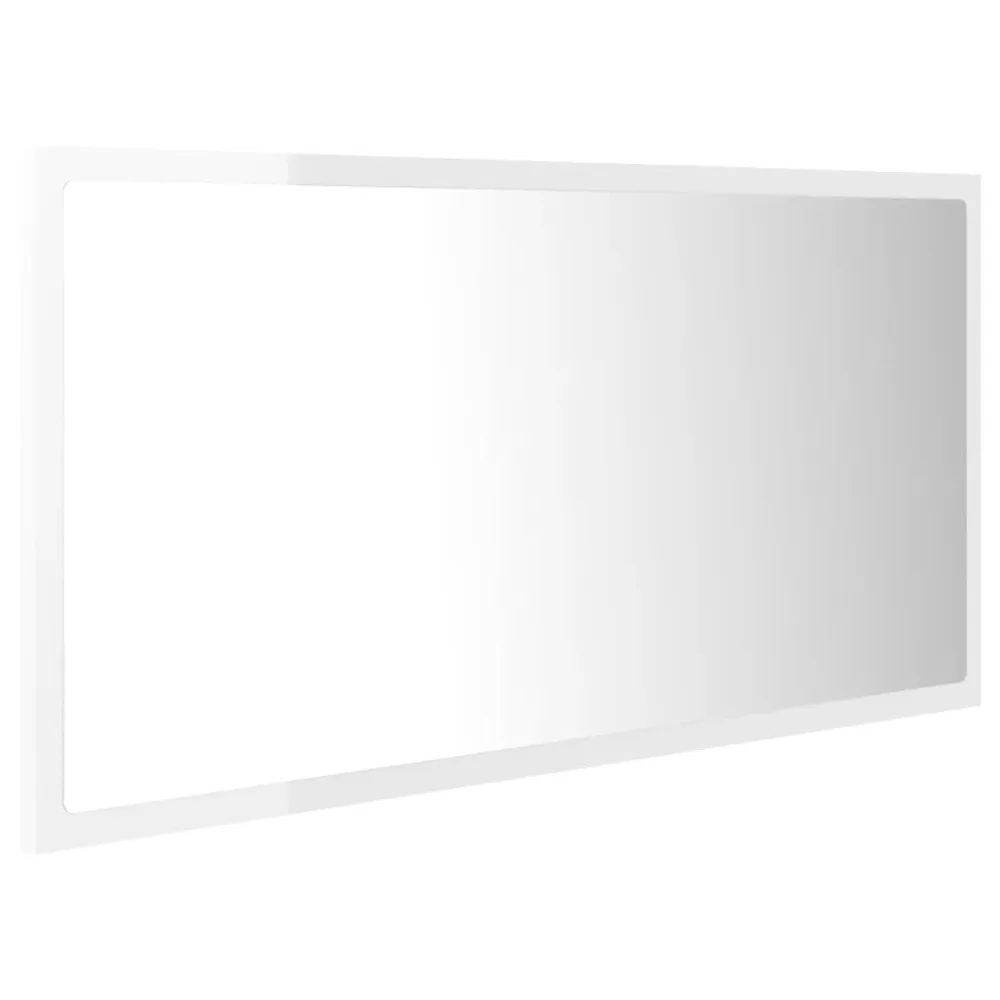 Espelho casa banho com LED 90x8,5x37cm acrílico branco reluzente