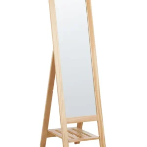 Estante de Canto Standing Mirror Shelf Light Wood LUISANT