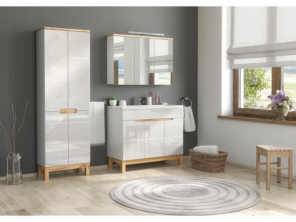 Gancho de Parede Armários Com Espelho BALI MC100 3D 100x20x69 Branco