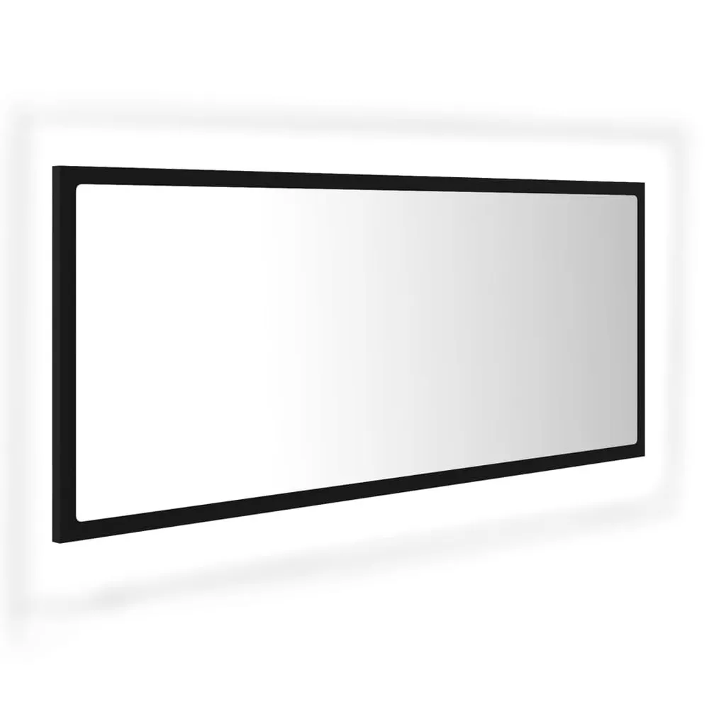 Porta Saboneteira Espelho de casa de banho LED 100x8,5x37 cm acrílico preto