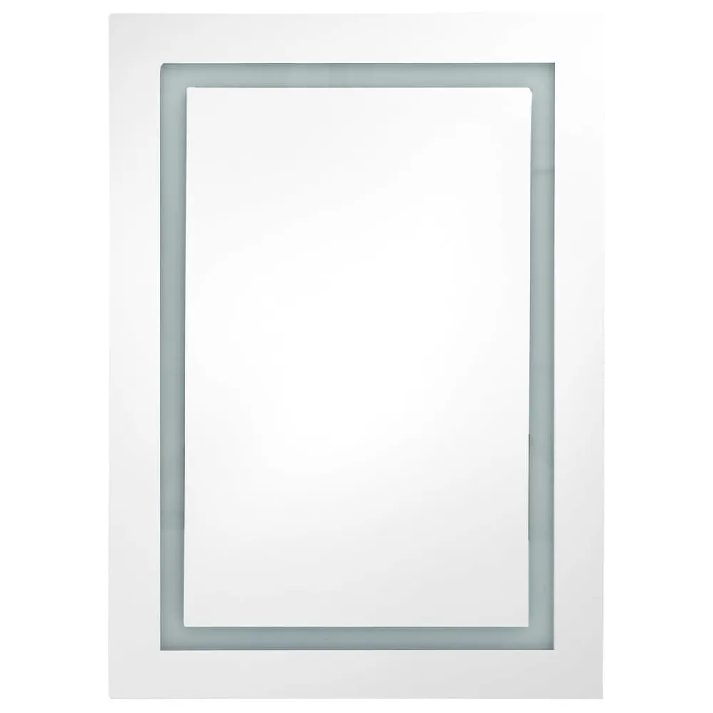Suporte para Escova de Dentes Armário espelhado casa de banho LED 50x13x70 cm branco/carvalho