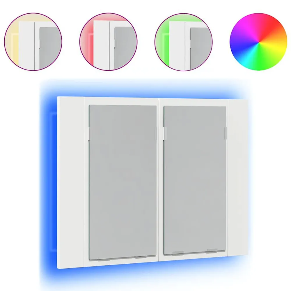 Suporte para Escova de Dentes Armário espelhado casa banho com LED 60x12x45 cm acrílico branco