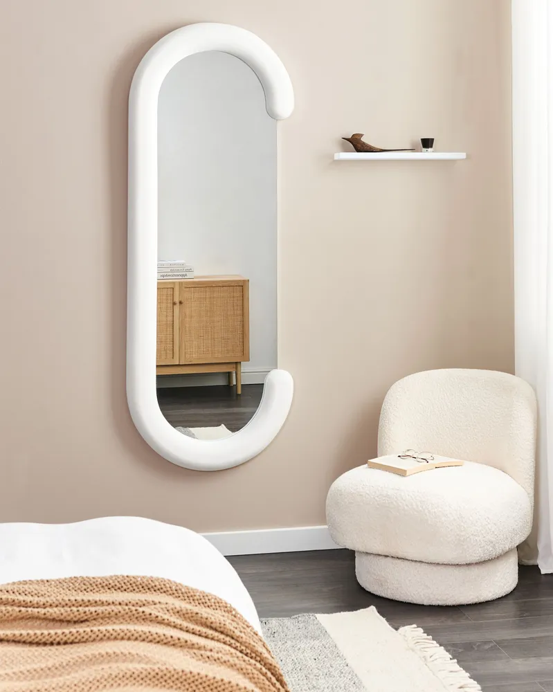 Espelho Convexo Decorativo Espelho LOCHES Veludo Branco
