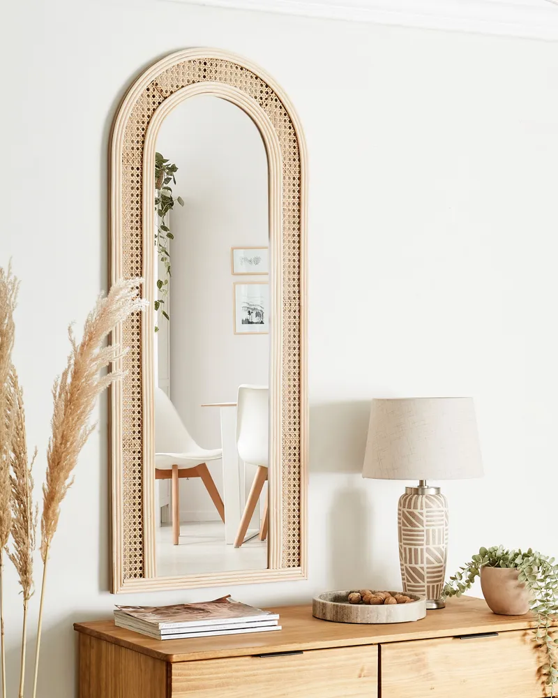 Espelho Convexo Decorativo Wall Mirror FRANEY Rattan Genuíno
