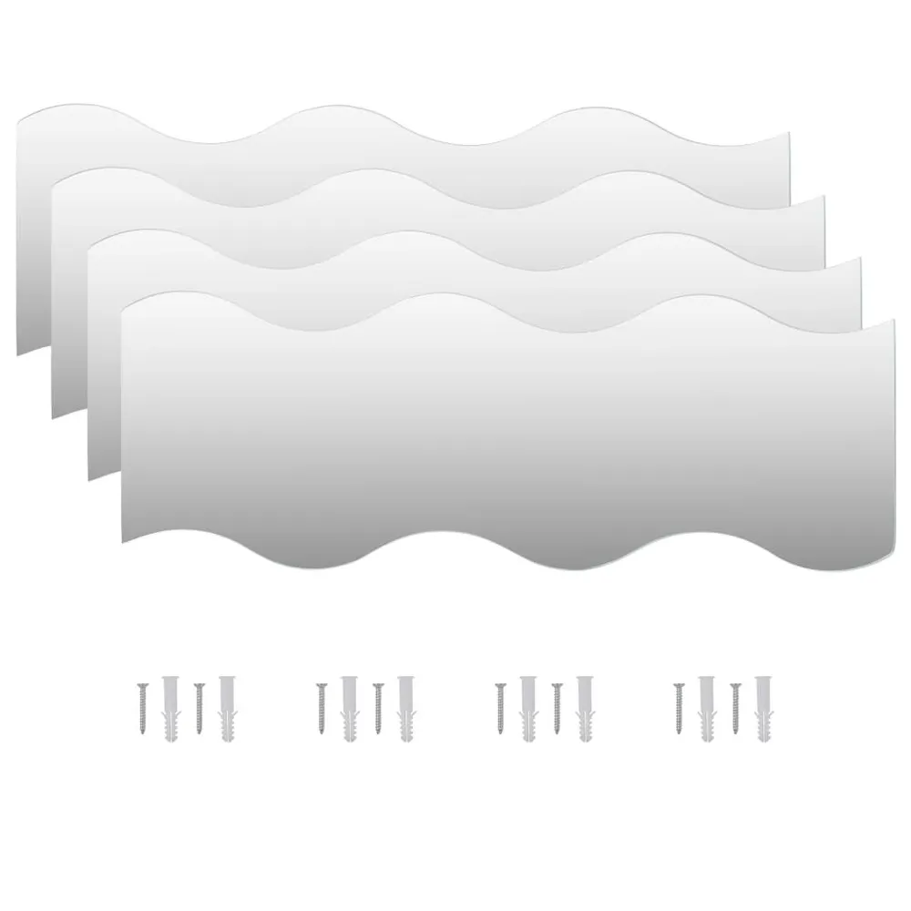Espelhos de parede 4 pcs vidro ondulado 60x18,5 cm Montagem na Parede Incluída