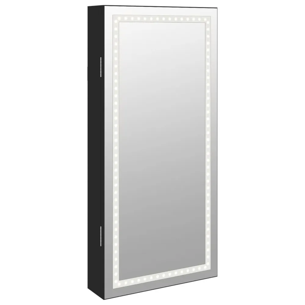Móvel para joias de parede espelhado com luzes LED preto | Pronta Entrega