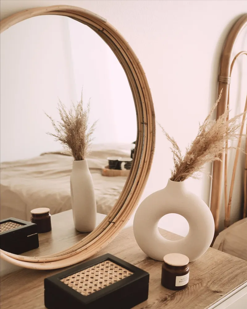 Wall Mirror BARUNG Rattan Natural Bege claro | Pronta Entrega
