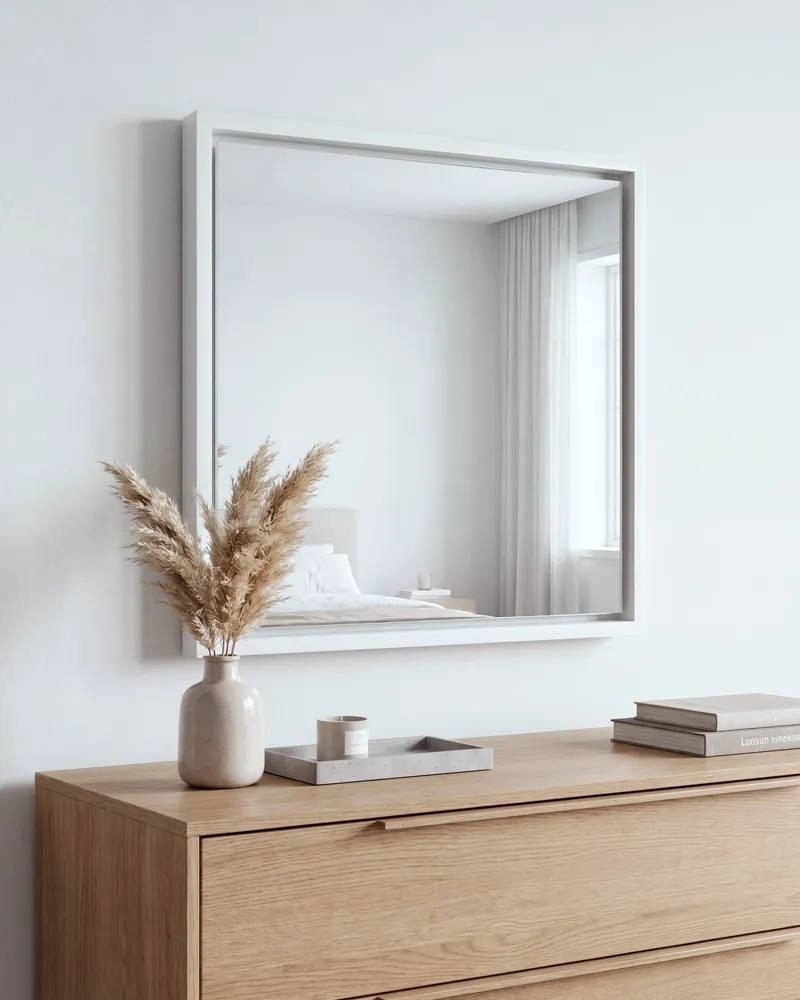 Wall Mirror BRIGNOLES Branco com Moldura de Madeira