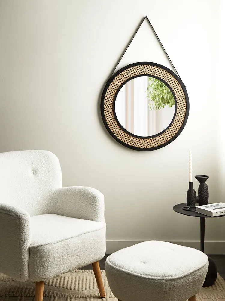 Wall Mirror CAMBRAI Rattan Integral Montagem na Parede Incluída