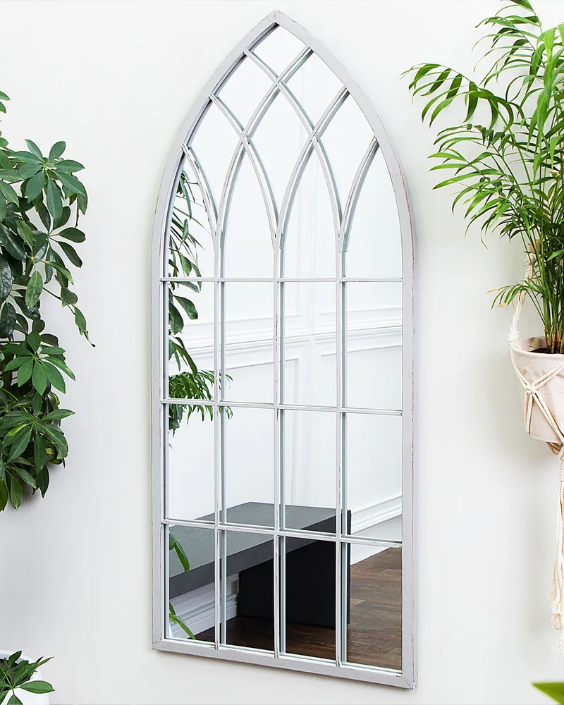 Wall Mirror CASSEL Metálico Light Grey com Moldura de Madeira