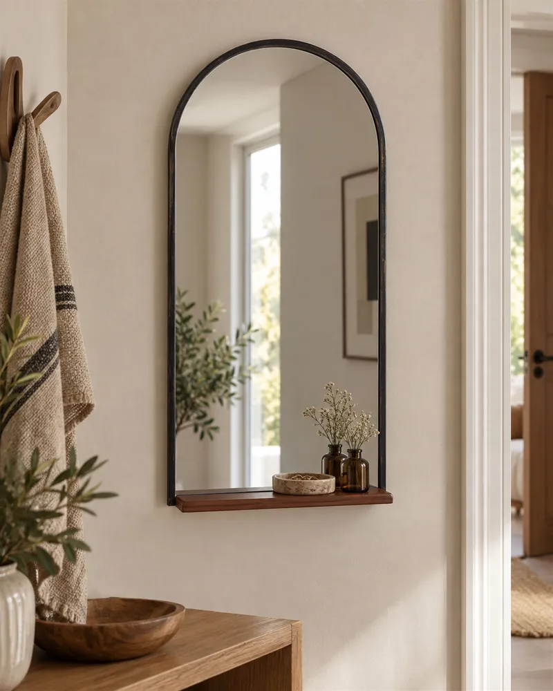 Wall Mirror Shelf DOMME Metal Brilhante Vidro de Seguranç