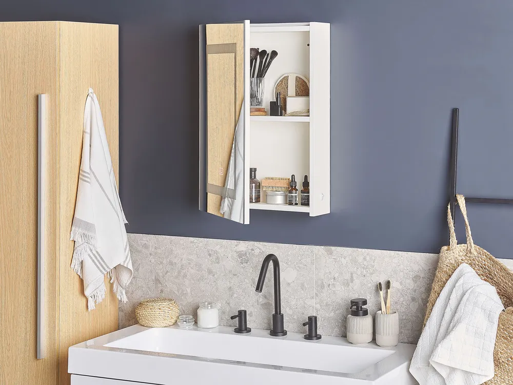 Bathroom Wall Mounted Mirror Cabinet LED Neve 40 x 60 cm MALASPINA