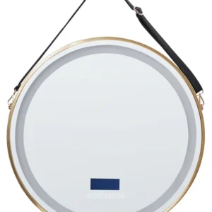 Espelho de parede LED dourado com coluna Bluetooth ⌀ 60 cm DAROIS