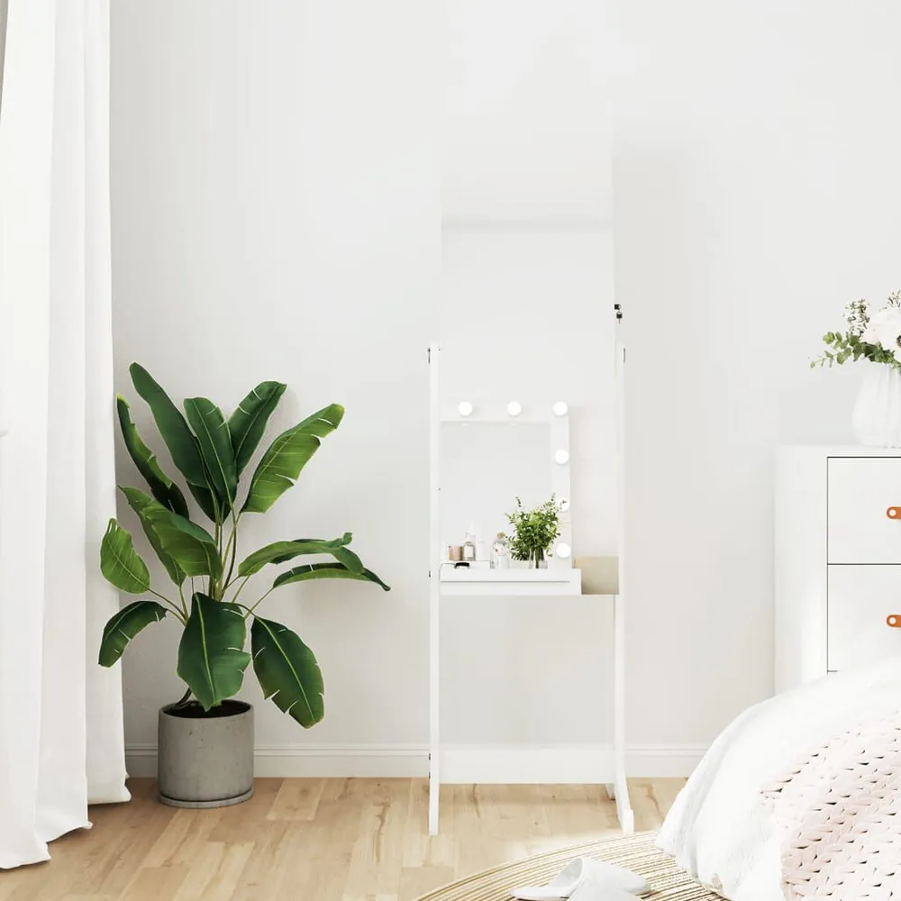 Móvel para joias independente espelhado 42x38x152 cm branco Aumento 5x | Maquilhagem
