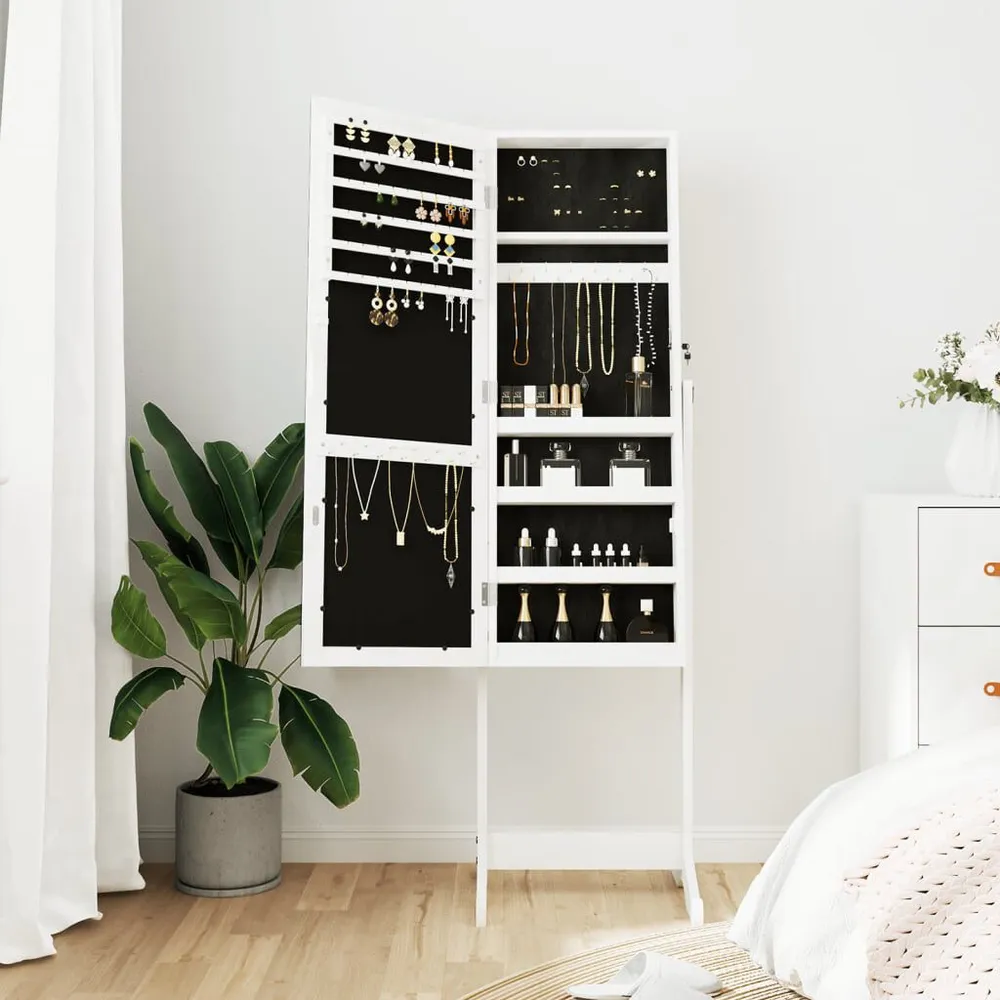 Móvel para joias independente espelhado 42x38x152 cm branco Aumento 5x | Maquilhagem