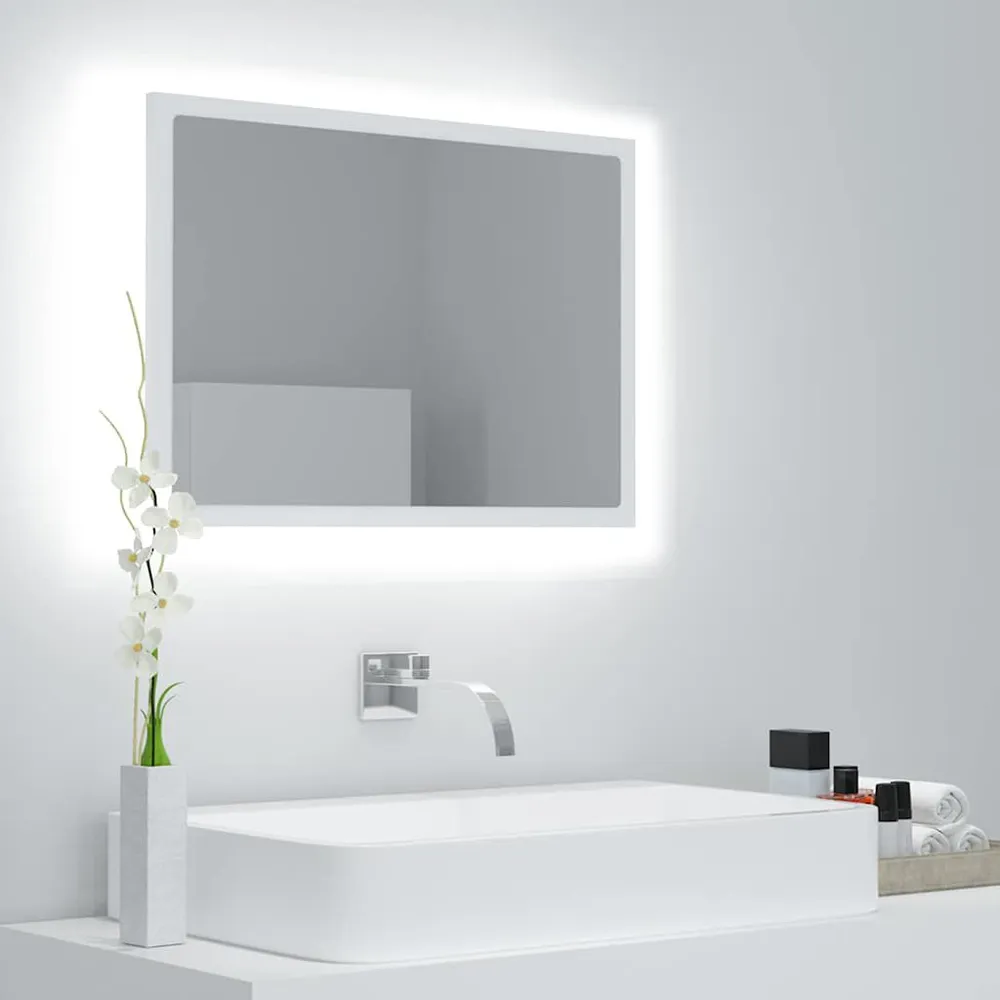 Premium Decor Espelho de casa de banho com LED 60x8,5x37 cm acrílico preto