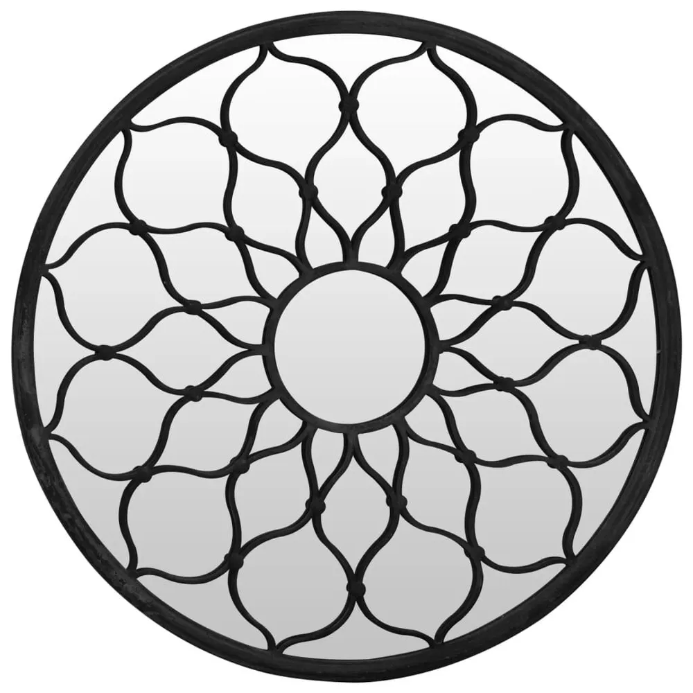 Premium Decor Espelho de jardim para uso exterior ferro 40x3 cm preto