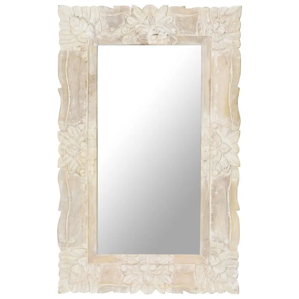 Espelho 80x50 cm madeira de mangueira maciç branco vidaXL