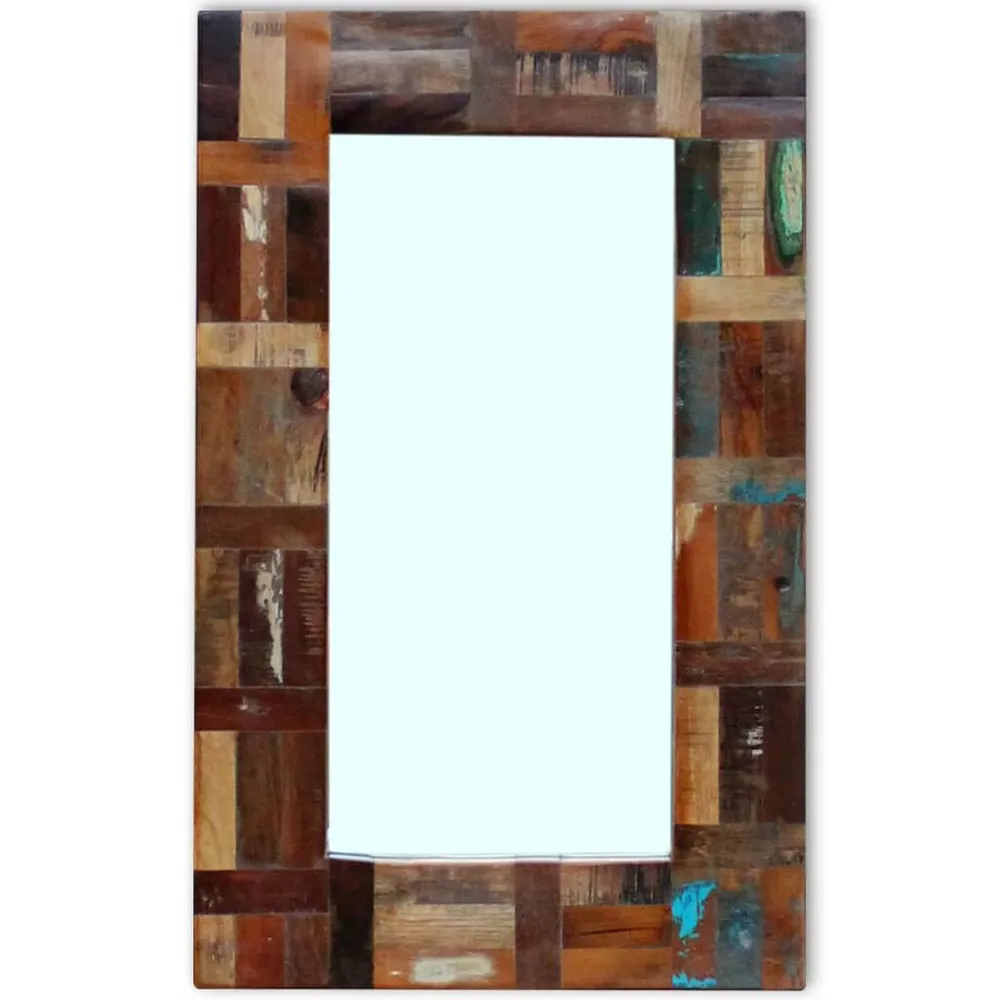 Espelho 80x50 cm madeira reciclada maciç vidaXL