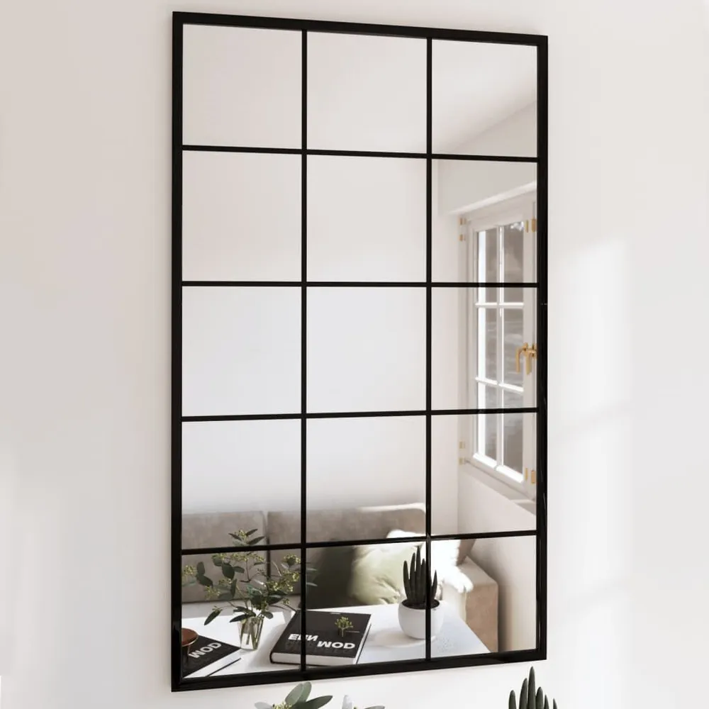 Espelho de parede 100x60 cm metal preto vidaXL