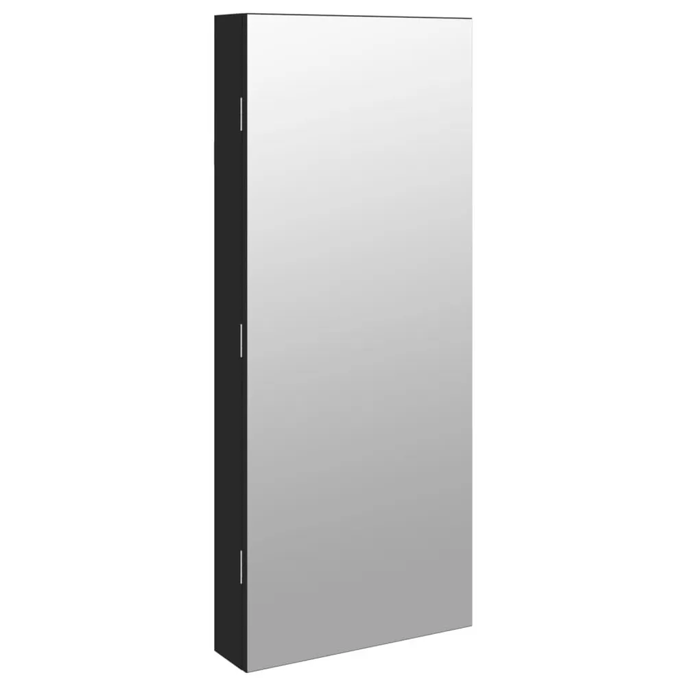 Móvel para joias de parede espelhado com luzes LED preto vidaXL