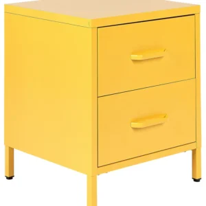 2 Drawer Steel Bedside Table Yellow MALAVI