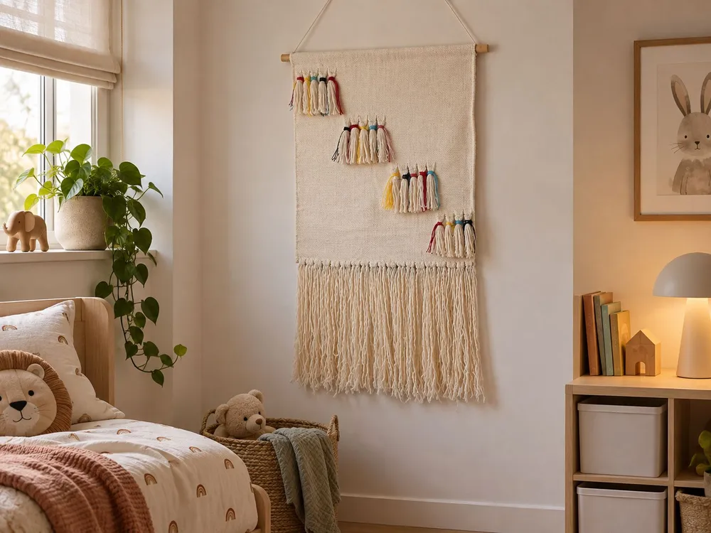 Estatueta de Porcelana Cotton Macramé Wall Hanging Bege claro BUREWALA