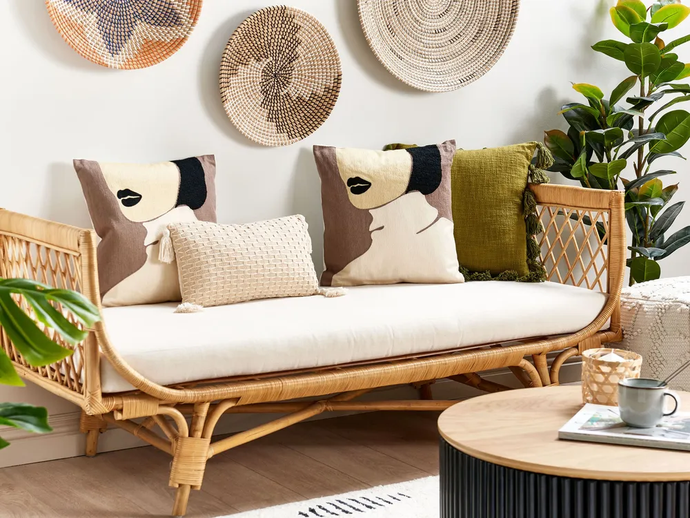Conjunto de 2 almofadas decorativas em algodão castanho e creme 45 x 45 cm SILPHIUM