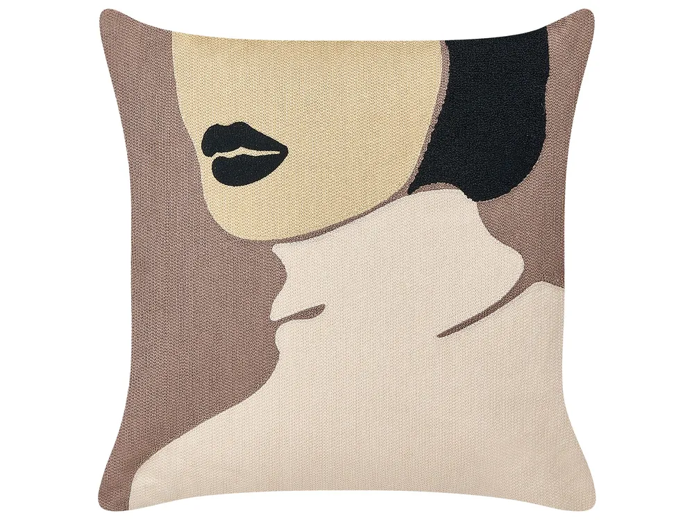 Conjunto de 2 almofadas decorativas em algodão castanho e creme 45 x 45 cm SILPHIUM